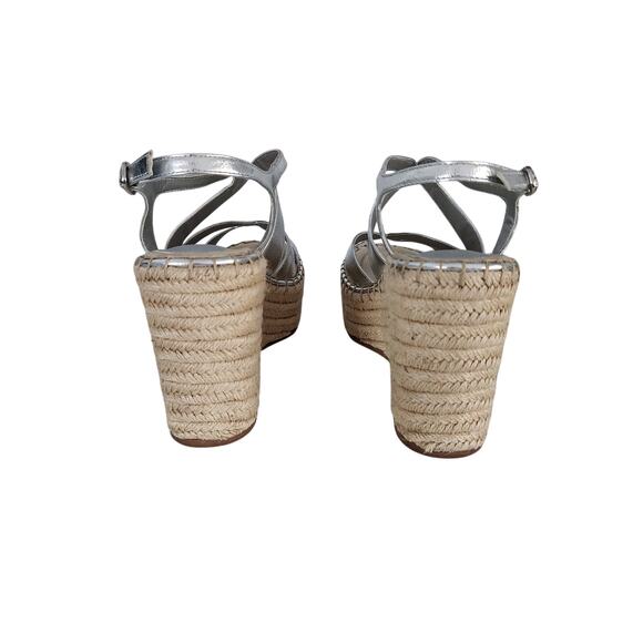 Kenneth Cole New York Women's Solace Espadrille Platform Wedge Sandals silver 8 - Picture 4 of 8